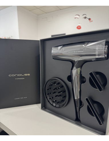 Secador Typhoon Black Chrome Corioliss