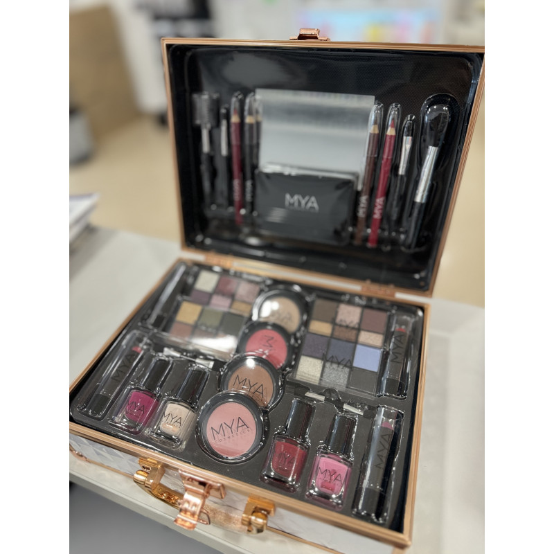 Maletin de Maquillaje Myacosmetics blanco y dorado